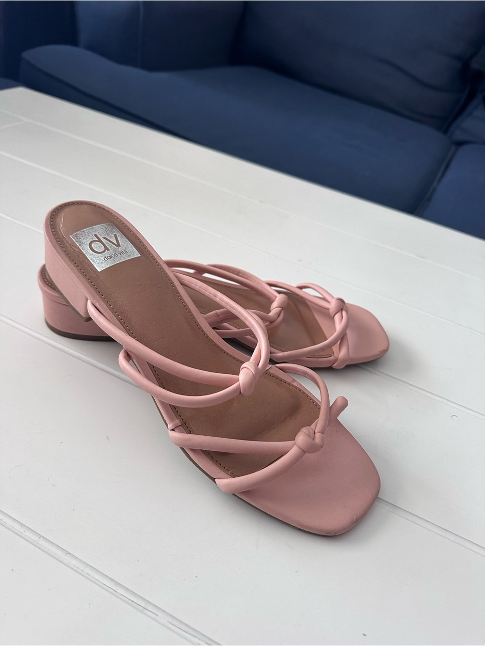 DV by Dolce Vita Blush Pink Knotted Strap Slide Heels